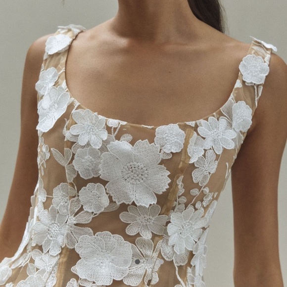 NWT Bronx and Banco Jasmine Scoop-Neck Fit & Flare Mesh Floral Mini Dress Small - Picture 4 of 10